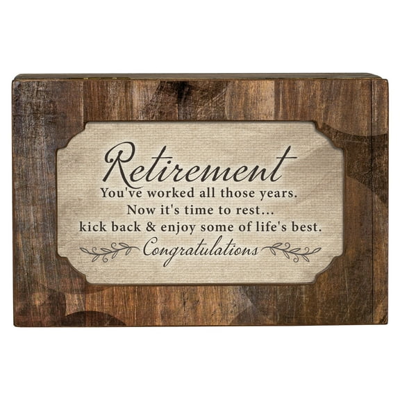 Cottage Garden Retirement Congratulations Enjoy Deco Woodgrain Jewelry Music Box Plays Wonderful World