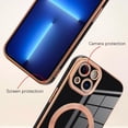 thumbnail image 2 of Compatible with iPhone 13 Case [Support for Magsafe] Magnetic Plating Electroplate Luxury Elegant Case Camera Protector Soft TPU Shockproof Protective Corner Back Cover iPhone 13 Case -Black, 2 of 12