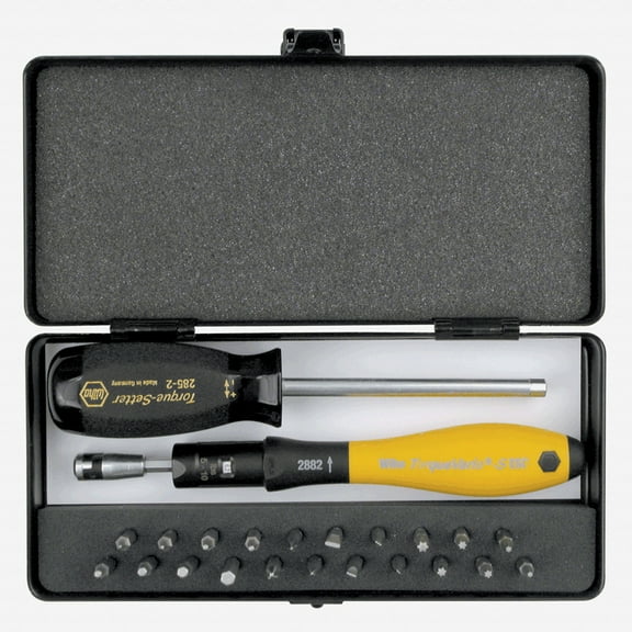 Wiha 28890 24 Piece ESD Torque Screwdriver Micro Bit Box Set 15-80 in-oz.