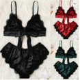 thumbnail image 1 of 1 Set Underwear Sleepwear Sets Lenceria Sling Bra Set Sexy Satin Lace Lingerie Sexy Perspective Pajamas, 1 of 4