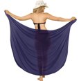thumbnail image 2 of HAPPY BAY Summer Beachwear Sarong for Women Coverups Wraps Beach Chiffon Long Bathing Suit Wraps Tie Bikini Swim Cover up Sheer Sarong One Size Plain, Dark Blue, 2 of 5