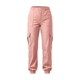 thumbnail image 3 of QIYAGBSA Women's Jogger Pants Elastic Waist Drawstring Multi Pocket Outdoor Hiking Casual Daily Wear (Pink XL), 3 of 7