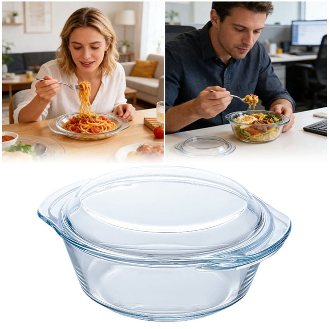Creatine High Borosilicate Glass Double Handle Soup Saucepan With Lid Stovetop And Oven Cookware For Kitchen (4 Styles Size)