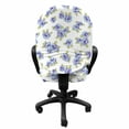 thumbnail image 3 of Floral Office Chair Slipcover, Delicate Flowers and Leaves Botanical Art, Protective Stretch Decorative Fabric Cover, Standard Size, Ceil Blue White, by Ambesonne, 3 of 5