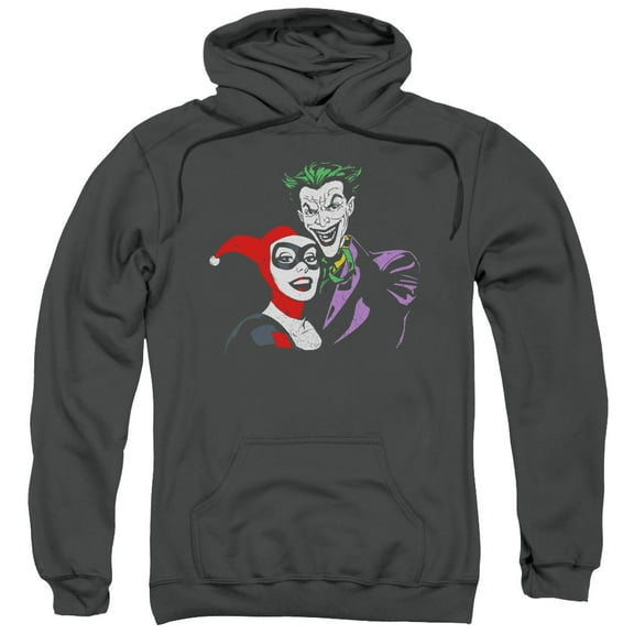Batman Joker & Harley Adult Pullover Hoodie Sweatshirt Charcoal