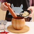 thumbnail image 3 of NIBOLOG 1 Set Garlic Mortar Eco-friendly High Durability Wood Manual Garlic Press Crusher Mortar Set for Home, 3 of 8