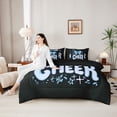 thumbnail image 4 of Erosebridal Girls Cheerleading Bow Bedding Comforter Set 7-Piece,Teens Blue Stars Print King Bedding Sets,Black Reversible,Lightweight Room Decor, 4 of 6