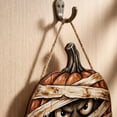 thumbnail image 5 of Halloween Bandage Pumpkin Wooden Sign, 11.8 Inch Hanging Door Wall Decor with Rope, Spooky Porch Window Decoration for Family Party Home, 5 of 5