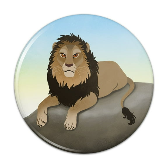 Lion on a Rock Pinback Button Pin