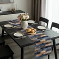 thumbnail image 2 of Navy Blue Brown Wood Table Runner 72 Inches Long, Farmhouse Vintage Wooden Kitchen Coffee Dining Table Decoration for Home Party Birthday Wedding Home Decor 18x72 Inches, 2 of 8