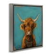 thumbnail image 4 of Stupell Industries Highland Cow on Blue Animals Painting Gray Floater Framed Canvas Art Print Wall Art, 18 x 18, 4 of 10