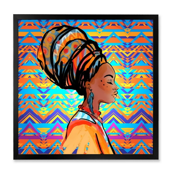 Designart 'African American Woman Portrait with Turban IV' Modern Framed Art Print