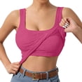 thumbnail image 3 of Lumtrix Built in Bra Tank Tops for Women Ribbed Scoop Neck Slim Fit Sleeveless Going Out Summer Tops Hot Pink L, 3 of 8