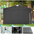 thumbnail image 4 of YODOLLA 10' x 14' Outdoor Storage Shed with Lockable Door Patio Metal Garden Storage Building in Dark Gray for Garden, Outside& Backyard, 4 of 7