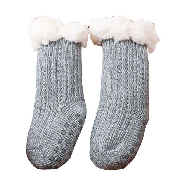 SUNSIOM Infant Baby Lamb Floor Socks Solid Color/Contrast Color Baby Winter Warm Thick Knit Crew Socks