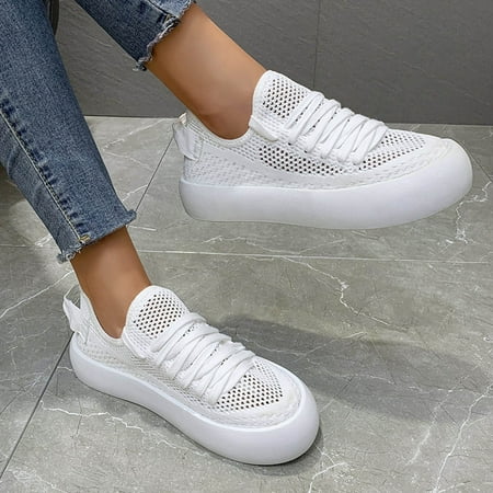 

Aayomet Womens Sneakers Fashion Leopard Size Shoes Mesh Print Casual Women s Platform Large Breathable Women s White 7.5