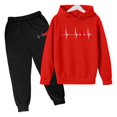 thumbnail image 2 of Gaexia Boys Tracksuit 10-12 Hooded Long Sleeve Sweatpant Jogger Set Printed Hoodie Sets 2 Pieces Kids Sweatsuit Back To School Clothes,Red,12-13 Years, 2 of 3