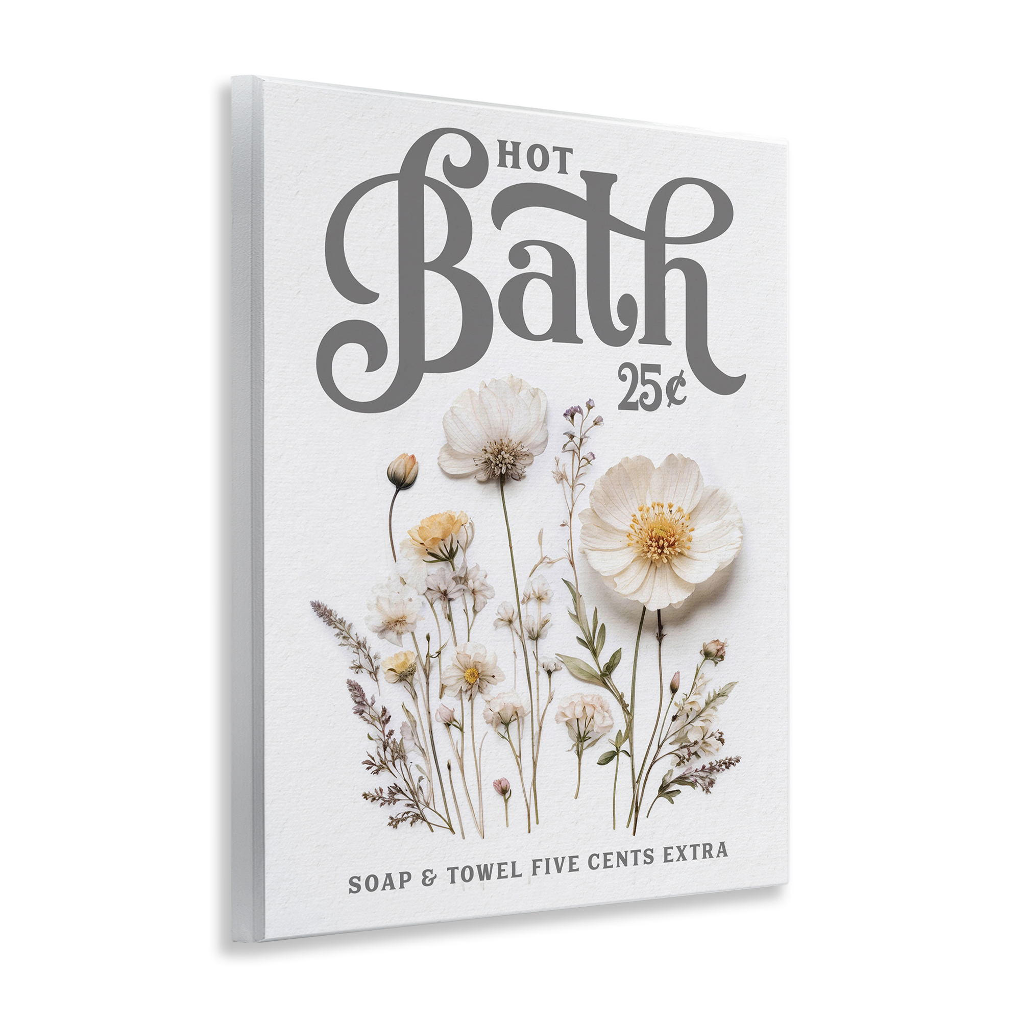 Pressed Flowers Hot Bath Wall Plaque Art, design by Lettered and Lined