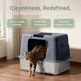 thumbnail image 4 of Fully Enclosed Cat Litter Box, Hooded Cat Litter Pan with Flip Entry Door, 50 x 35 x 35cm Overall Size, Stainless Steel Base 50 x 35 x 10cm, 4 of 7