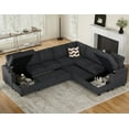 thumbnail image 5 of Belffin D126.6"xW103.8"xH36.4" Chenille Modular Sofa Sectional Sofa With Pull Out Bed, Armrests With Cup Holder Removable Cover Modular Sectional Sleeper Sofa With Storage For Living Room,Dark Grey, 5 of 10