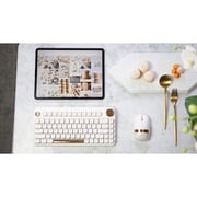 Azio IZO Bluetooth and USB Mechanical Computer Keyboard, Blue Switches (White Blossom), IK103-US