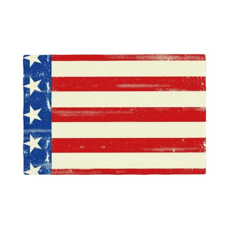 

Table Placemats Set of 4 - America Flags2 12x18 In Faux Linen Double Heat Resistant Place Mats Cloth Indoor/Outdoor Placemats Washable Table Mats for Dining Kitchen Party