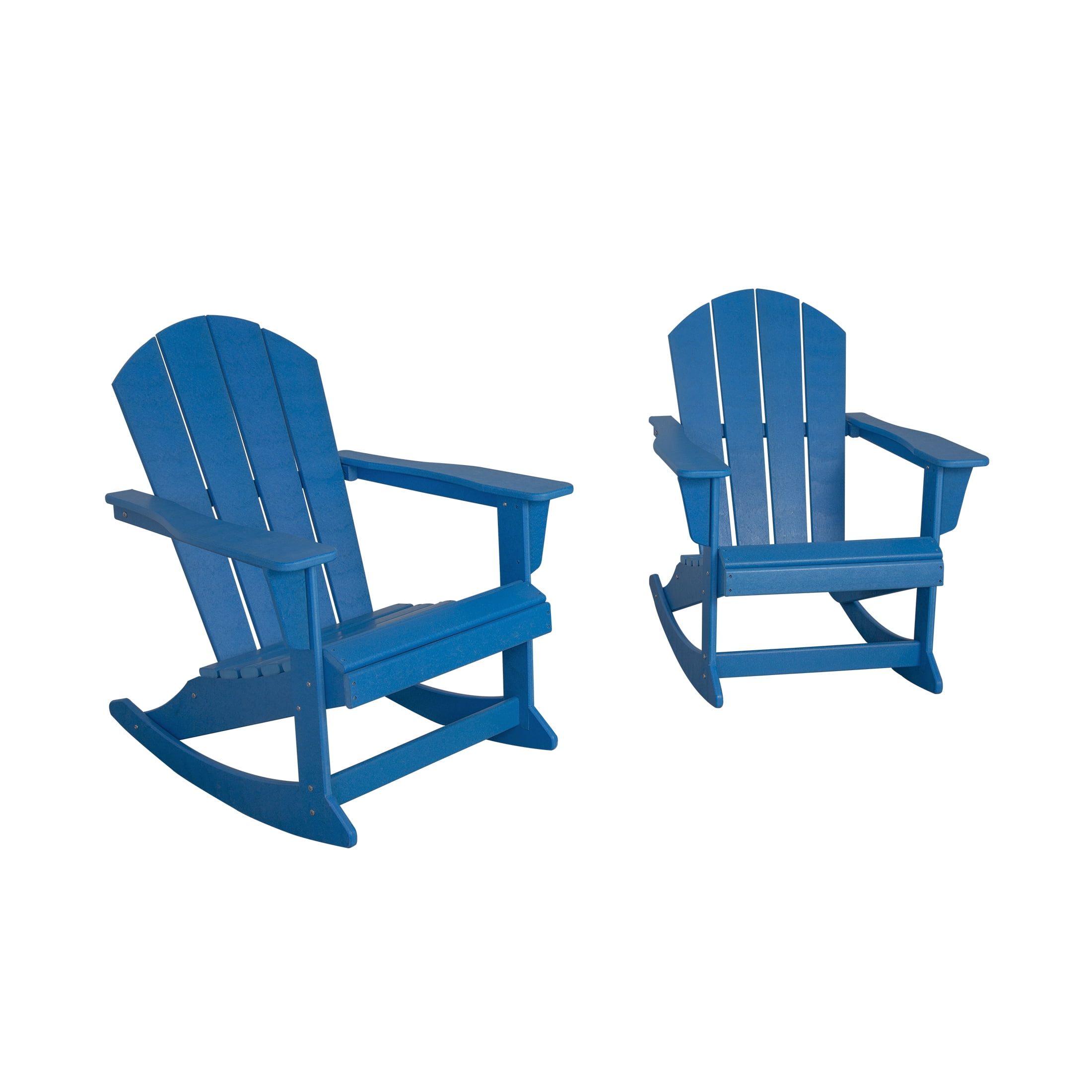 GARDEN Set of 2 - Plastic Outdoor Rocking Chairs for Patio Porch, Pacific Blue