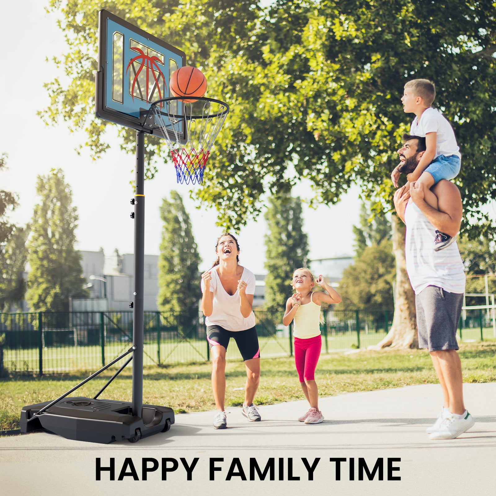 Basketball Hoop Outdoor 4.82-8.53ft Adjustable, Portable Basketball Hoop & Goals with 2 Wheels, 32 Inch PC Backboard/Fillable Base/Size 5 Basketball for Kids, Youth, and Adults in Backyard/Driveway