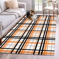thumbnail image 3 of 4x6 Area Rugs, Orange Black Plaid Non-Skid Rubber Backing Large Rectangle Rugs - Living Room Bedroom Home Office, Farmhouse Orange Black Checkered Indoor Floor Mat Carpets Washable Rug, 3 of 9