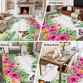 thumbnail image 5 of Tropical Spring Area Rugs 6'x9', Washable Small Throw Rugs for Kitchen Dining room, Floral Leaves Butterflies Gray Wooden Indoor Outdoor Rug Non-Slip Low Pile Carpet Runner Reversible Floor Mats, 5 of 8