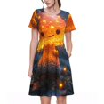thumbnail image 1 of Disketp Glowing Mushroom In Forest para Vestido de Manga Corta para Mujeres, Vestidos de Verano para Mujeres, Casual y Holgado para la Playa, 1 of 6