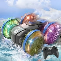 Flip-Proof Waterproof Stunt RC Car - One-Touch 360° Drift, LED Lights, 50m Range, Crash-Resistant ABS Blue