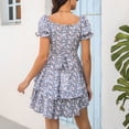 thumbnail image 4 of Mchoice Women's Summer Dresses Floral Puff Short Sleeve Ruched A Line Dress V Neck Ruffle Mini Short Dresses, 4 of 7