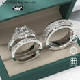 thumbnail image 2 of Wedding Ring Sets His And Hers Couples Women 925 Sterling Silver Moissanite Man Titanium Wedding Bands, 2 of 6