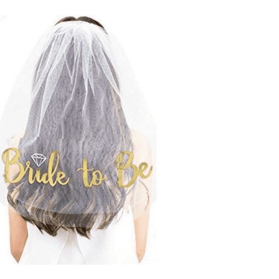 Bride to be Veil Bridal Shower party favor Bachelorette Veil Bride to be - WHITE with GOLD PRINT