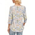 thumbnail image 5 of SAATLERI Shirts for Women 3/4 Length Sleeves Loose Fit Summer Fall Boho Floral Print Womens Tops Dressy Soft Basic Tees Business Work Blouses, 5 of 5