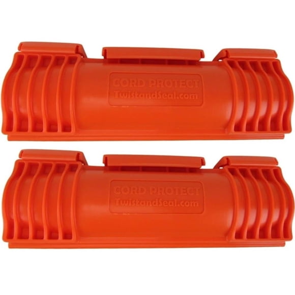2 Twist and Seal Outdoor Extension Cord Protectors Orange Heavy Duty Plastic