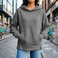thumbnail image 2 of Falkdiz Winter Sweatshirts for Women Loose Hooded Pullover Workout Stylish Pocket Casual Womens Hoodies Solid Color, 2 of 7