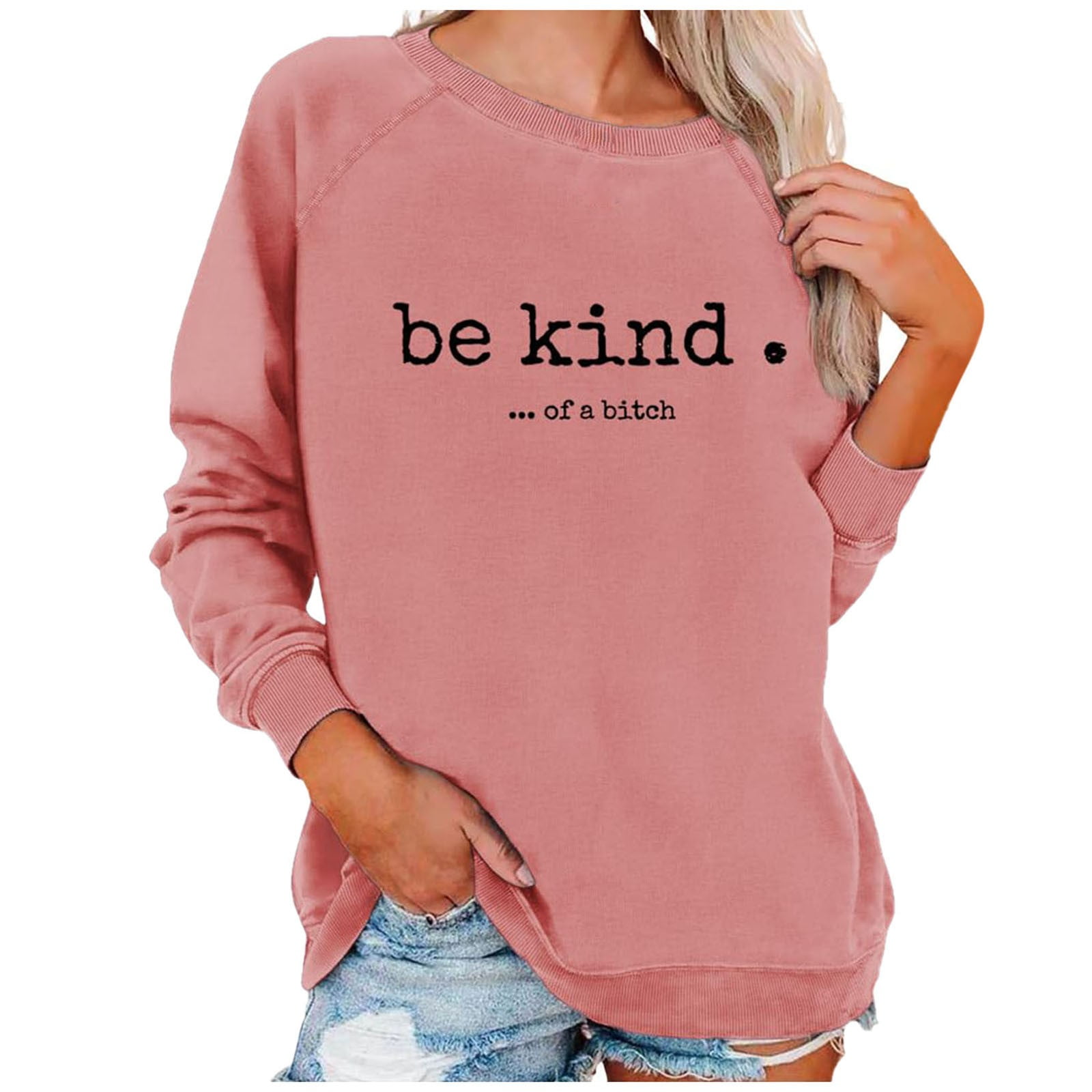 Pink Women's Sweatshirts With Funny Sayings Oversized Hoodie