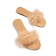 thumbnail image 2 of GERsome Women's Fur Slides, Open Toe Cute Fur Slippers, Indoor or Outdoor Comfortable Furry Slide Sandals With Fluffy Fur, 2 of 5