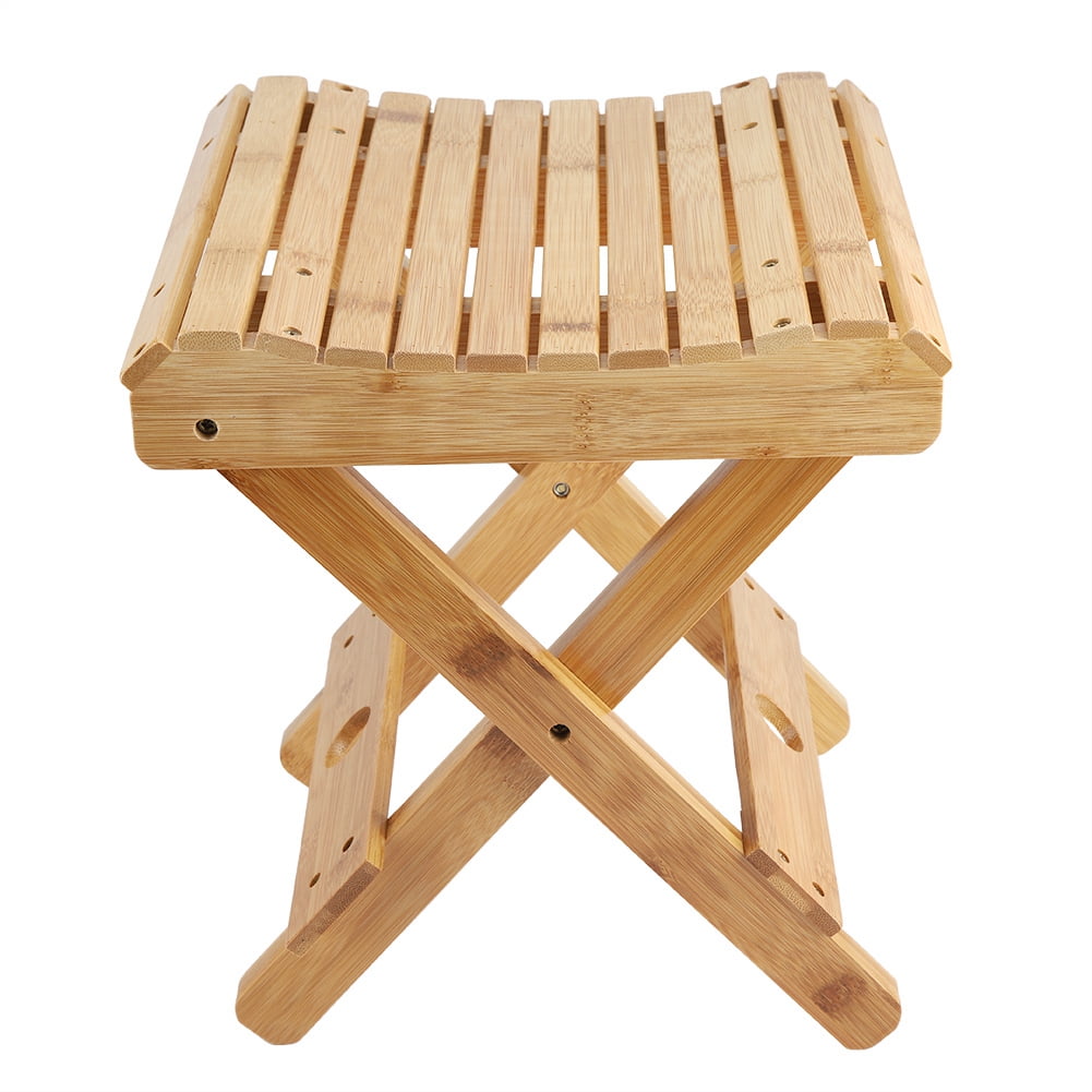 LYUMO Folding Stool Chair Bamboo Foldable Shaving Shower Foot Rest