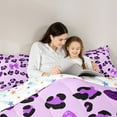 thumbnail image 5 of Manfei Teens Bow Leopard Print 3-Piece Full Size Comforter Sets,Black Purple Bedding Comforter Set,Kawaii Bowknot Lightweight Bedding Sets,Luxury Bedroom Decor,Reversible, 5 of 8