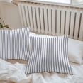 thumbnail image 6 of Throw Pillow Covers 20x20 Inch Set of 2, Navy Blue Striped Waterproof Outdoor Pillow Covers, Navy Blue White Stripes Farmhouse Decorative Cushion Pillowcases for Couch, Sofa, Bed, Garden, Patio, 6 of 9
