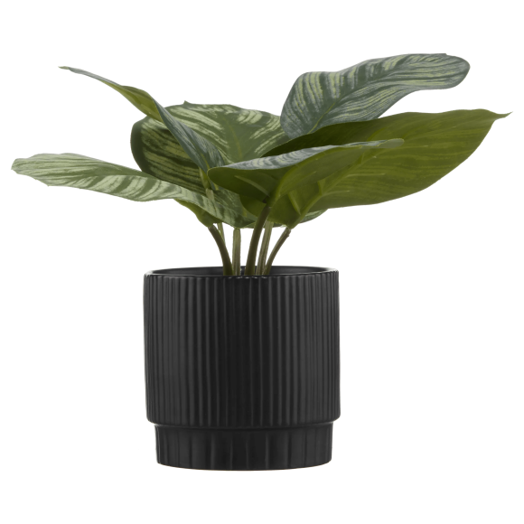 Bouclair Green Artificial Plant in Striped Ceramic Pot