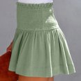 thumbnail image 4 of Pantalones cortos Alta Fruncido Cintura Llanura Elegante Casual Mujeres Pantalones Cortos de Verano para el Ejercicio en Casa Verde S, 4 of 6