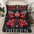 thumbnail image 2 of Homewish Red Leopard Print 3pcs Twin Sheet Set, Bohemian Bowknot Women Bedding, 2 of 7