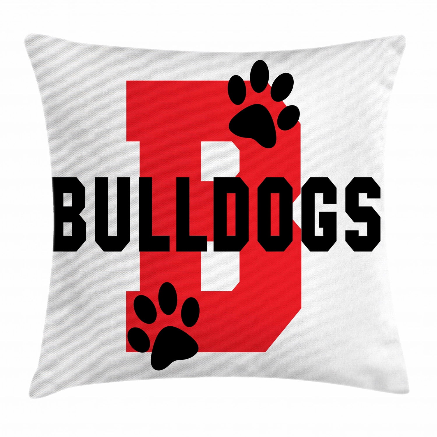 English Bulldog Throw Pillow Cushion Cover Paw Print Silhouette And Giant B Letter Background Custom Logo Design Decorative Square Accent Pillow Case 20 X 20 Inches Red Black White By Ambesonne