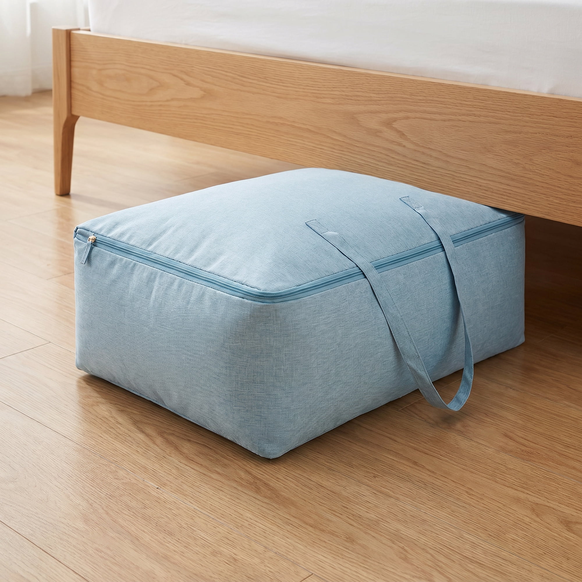 Unique Bargains Cation Fabric Storage Duffel Large Zipper Carry Bag Blue 27.6"x19.7"x11.8"