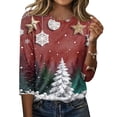 thumbnail image 2 of Garbnen Christmas Sweatshirt for Women Xmas Womens 3/4 Sleeve Shirt Christmas Tree Print S-5xl Plus Size Tunic Tops for Women Funny Fall Winter Womens Blouses, 2 of 8