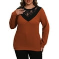 thumbnail image 6 of a.Jesdani Plus size Sweatshirts for Women Crewneck Casual Lace Patchwork Pullover Sweater 2xl, 6 of 6